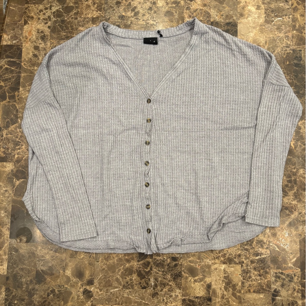 Gray Button-Up Top